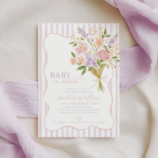 Baby in Bloom - Barnkalas i lila och rosa blomster Inbjudningar