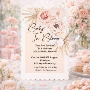 Baby In Bloom Bebis-barnvakt inbjudan kort