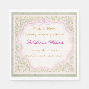 Baby in Bloom -bebisfest, Elegant blomsterdesign Pappersservett