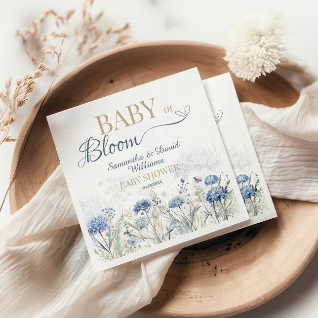 Baby in Bloom Blå Äng Vildblomma Botanisk Pappersservett (Skapare uppladdad)