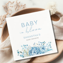 Baby In Bloom Blå Blommig Pojke Baby Shower