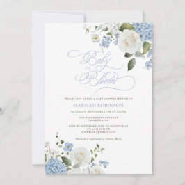 Baby in Bloom Blå Hortensia Baby Shower Inbjudan