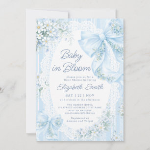 Baby in Bloom Blå Slinga Blommig Spets Barnkalas Inbjudningar