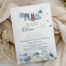 Baby in Bloom Blå Vildblomma Klädtork Inbjudningar