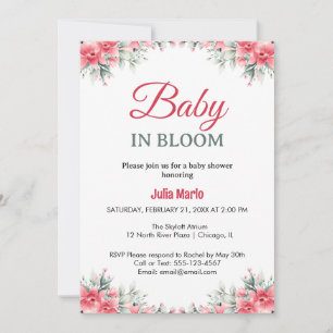 Baby in Bloom blommande liljor flicka baby shower Inbjudningar