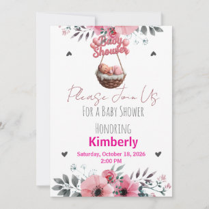 Baby in Bloom blommande liljor flicka baby shower Inbjudningar