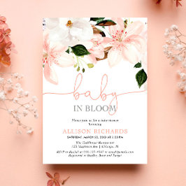 Baby in Bloom blommande liljor flicka bebisfest Inbjudningar