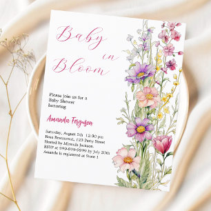 Baby in bloom blommande rosa Baby Shower-inbjudan