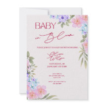 Baby in Bloom Blommig Akvarell Baby Shower Inbjuda