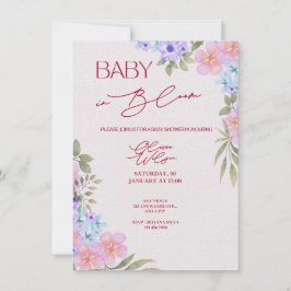 Baby in Bloom Blommig Akvarell Baby Shower Inbjuda Inbjudningar