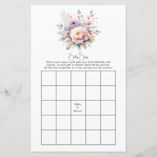 Baby in Bloom Blommig Baby Shower Bingo Spel