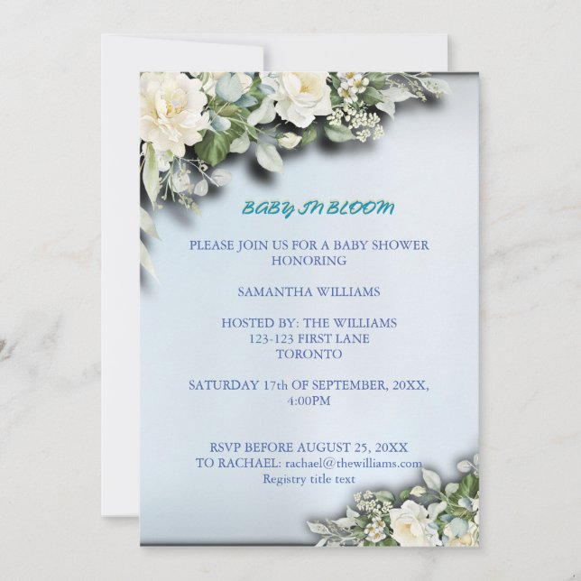 Baby in Bloom Blommig Baby Shower Inbjudan (Framsida)