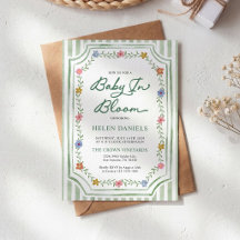 Baby in Bloom Blommig Baby Shower Inbjudan
