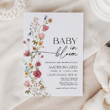 Baby in Bloom Blommig Baby Shower Inbjudan