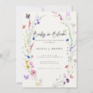 Baby in Bloom Blommig Barnkal Invitation Inbjudningar