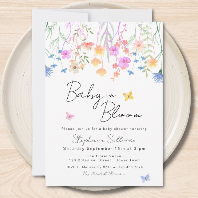 Baby In Bloom Blommig Bebis-fest Inbjudningar (Skapare uppladdad)