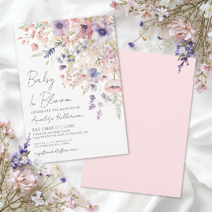 Baby In Bloom Blommig Bebis-flicka Barnkalas Inbjudningar