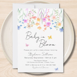 Baby In Bloom Blommig Bebis Shower Inbjudningar