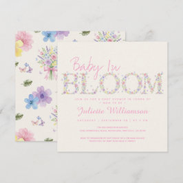 Baby In Bloom Blommig Fjäril Babykalasinbjudan