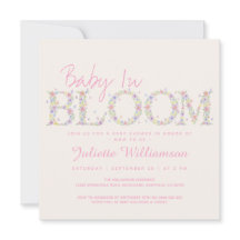 Baby In Bloom Blommig Fjäril Babykalasinbjudan