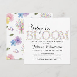Baby In Bloom Blommig Fjäril Babykalasinbjudan