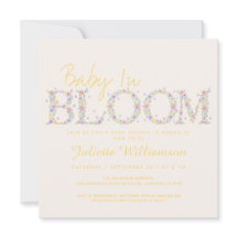 Baby In Bloom Blommig Fjäril Barnkalas Inbjudan
