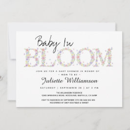 Baby In Bloom Blommig Fjäril Flicka Babyfirande i Inbjudningar