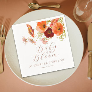 Baby in Bloom Blommig Höst Baby Shower Pappersservett