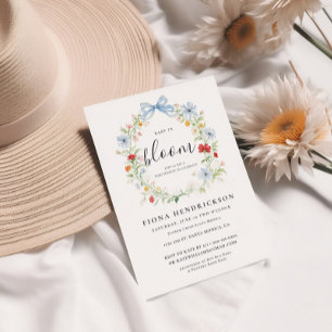 Baby in Bloom Blommig Krans Baby Shower Inbjudningar