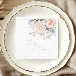 Baby In Bloom Blommig Rosa Bebis Shower Pappersservett