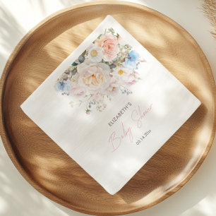 Baby In Bloom Blommig Rosa Bebisfest Pappersservett