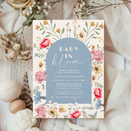 Baby in Bloom Blommig Vintage Pojk Babyshower Inbjudningar