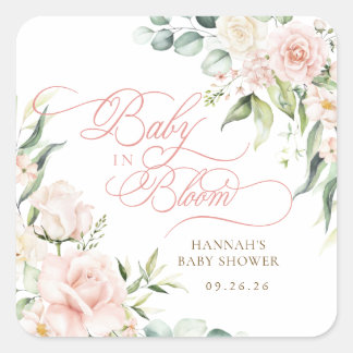 Baby in Bloom Blommor Barnkalas Fyrkantigt Klistermärke
