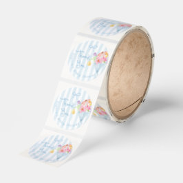 Baby in Bloom Blue Whimsical Tnank you Runt Klistermärke
