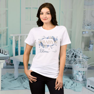 Baby in Bloom Blue Wildflower Botanical Mom to be T Shirt