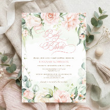 Baby in Bloom Blush Blommor Baby Shower Inbjudan