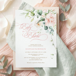 Baby in Bloom Blush Blommor Barnkalas Inbjudan
