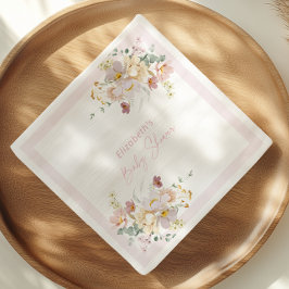 Baby in Bloom Blush Pink Floral Baby Shower Napkin Pappersservett
