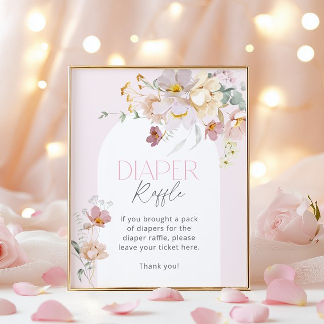 Baby in Bloom Blush Pink Floral Diaper Raffle Poster (Skapare uppladdad)