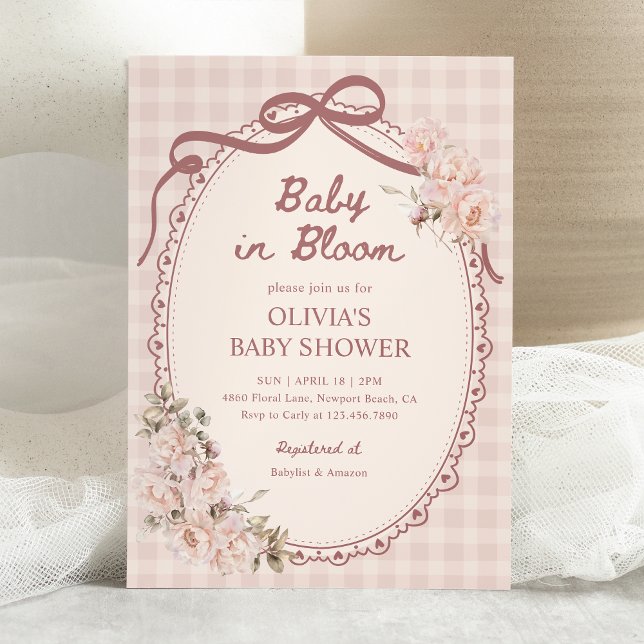 Baby in Bloom Blush Pink Floral Girl Baby Shower Inbjudningar (Skapare uppladdad)