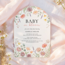 Baby In Bloom Blush Teal Spring Floral Shower Arch Inbjudningar