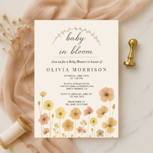 Baby In Bloom Boho Barnrumsfirande Inbjudningar