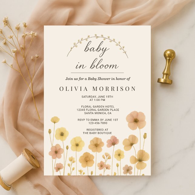 Baby In Bloom Boho Barnrumsfirande  Inbjudningar (Skapare uppladdad)