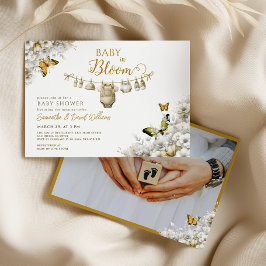 Baby in Bloom Boho Floral Photo Baby Shower Inbjudningar