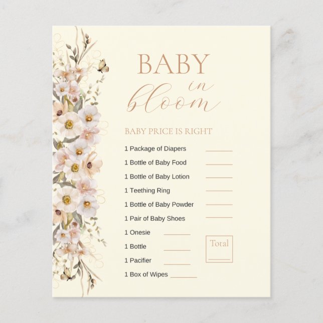 Baby In Bloom Boho Neutral Bebis-babyshowerlek (Framsida)