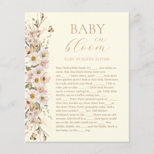 Baby In Bloom Boho Neutral Bebis-babyshowerlek (Framsida)