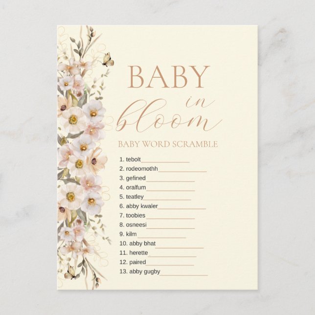 Baby In Bloom Boho Neutral Bebislek för baby showe Vykort (Framsida)
