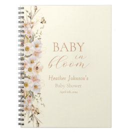Baby In Bloom Boho Neutral Förlossningsfest Anteckningsbok