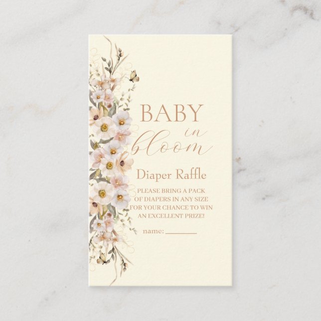 Baby In Bloom Boho Neutral Förlossningsfest, Blöja Tilläggskort (Framsida)