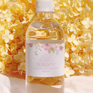 Baby in Bloom Boho Rosa Blommig Flick Bebis Kalas Vattenflaskor Etikett